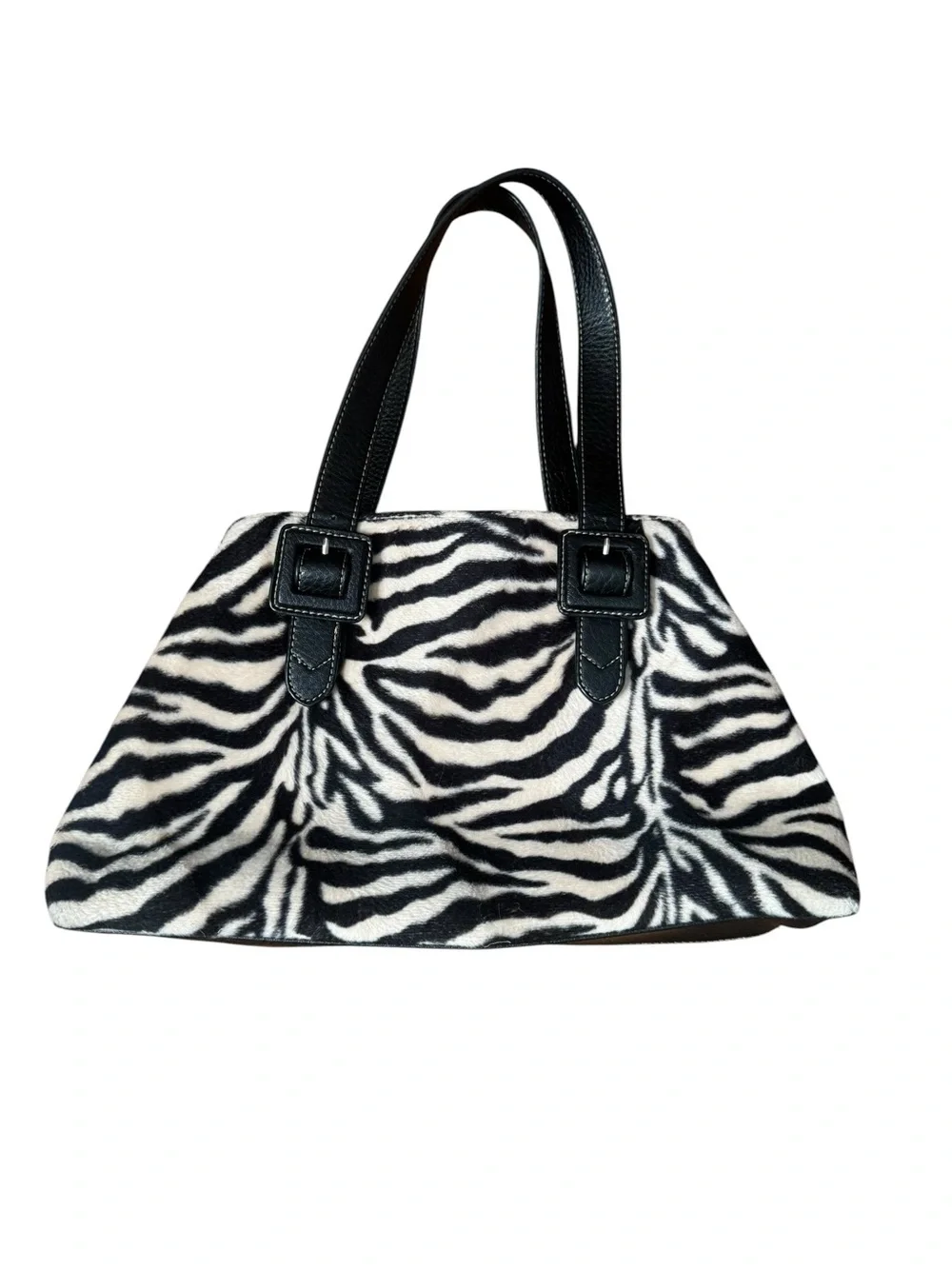 Vintage Liz Claiborne Zebra Print Textured Tote Bag
